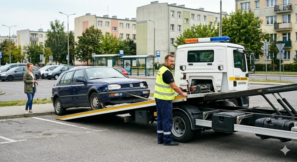 Szybka gotówka za samochód uszkodzony i darmowa laweta w mieście Legionowo.